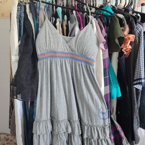 Victoria's Secret Gray Babydoll Ruffle Mini Dress Y2K